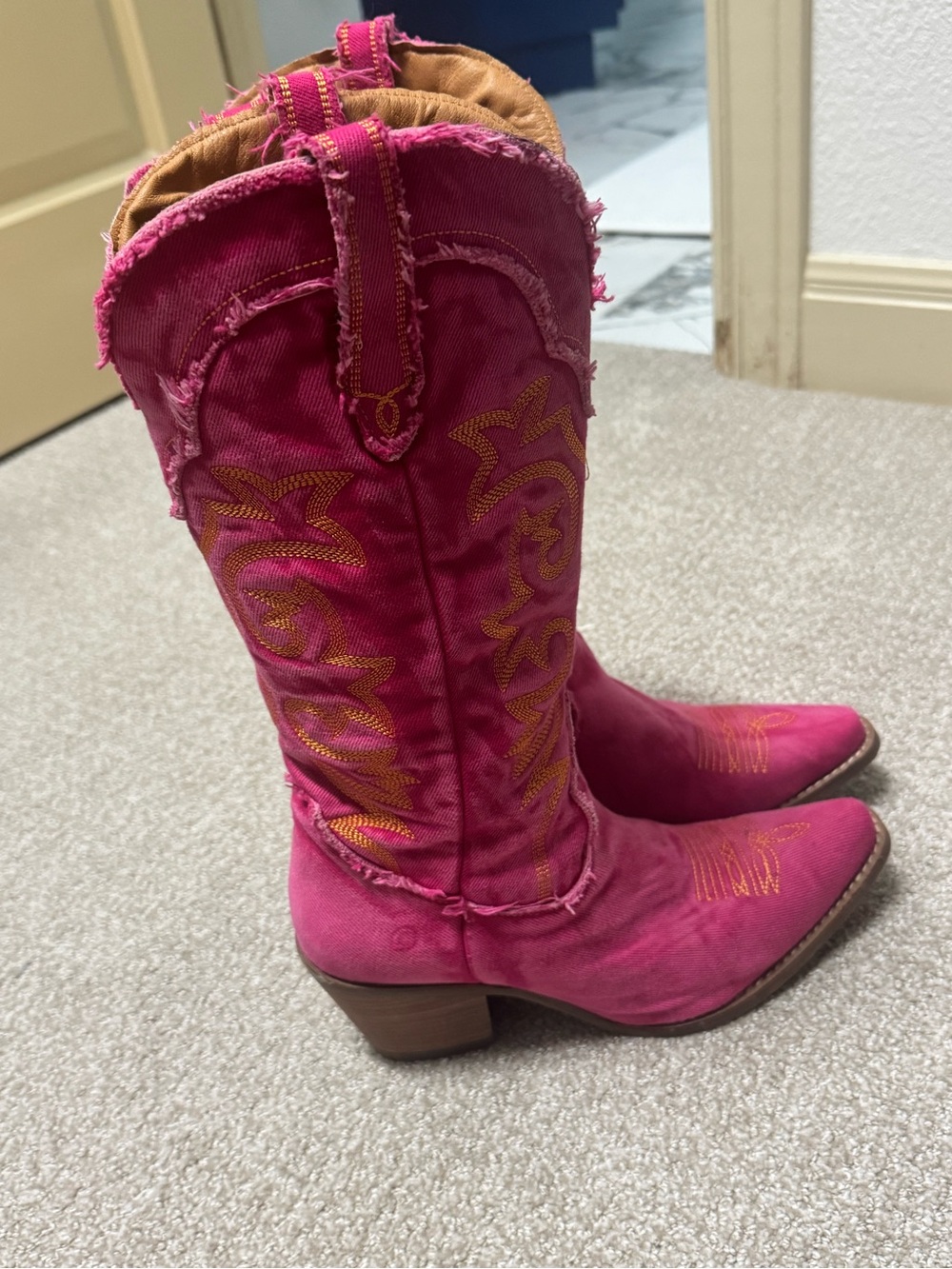 dingo by Dan post Texas Tornado Denim Heeled Boots - Picture 3 of 7